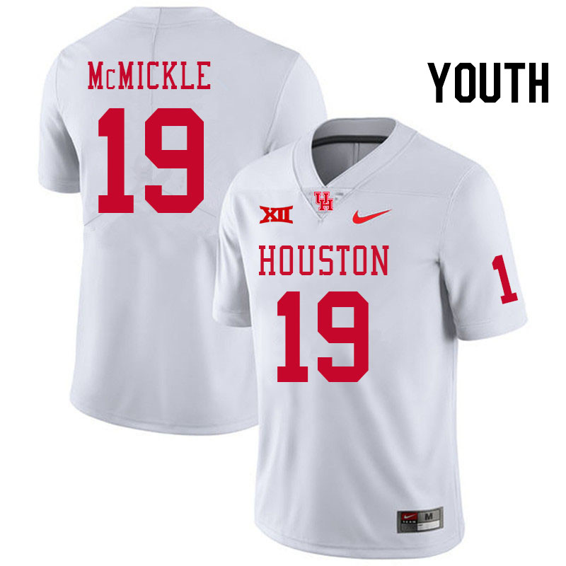 Youth #19 Caleb McMickle Houston Cougars Big 12 XII College Football Jerseys Stitched-White